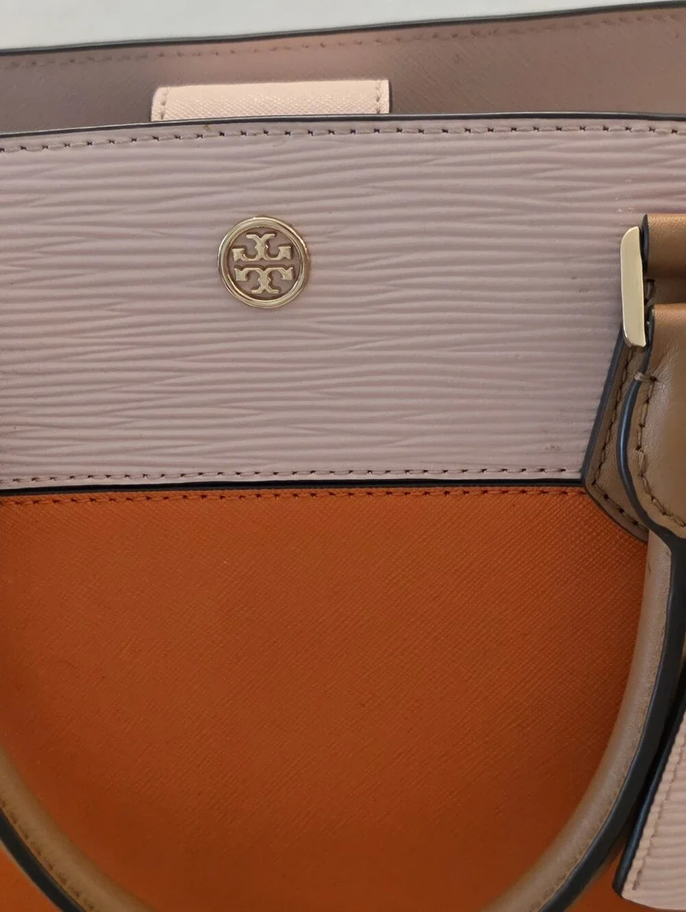 Tory Burch Robinson Orange and Light Pink Leather Purse with Gold Hardware - Picture 7 of 7